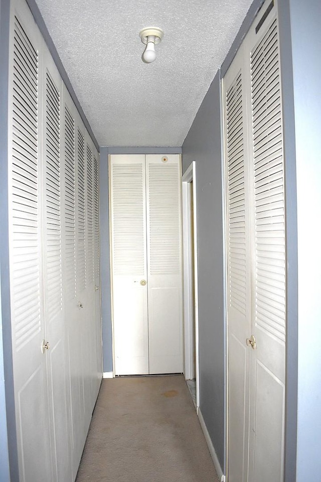2201 S Stewart Ave Unit 5H, Lombard, IL 60148 - hallway with a textured ceiling, light carpet, and baseboards