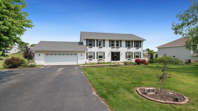 3894 E Whippoorwill Ln, Byron, IL 61010 - colonial inspired home featuring driveway, an attached garage, and a front lawn