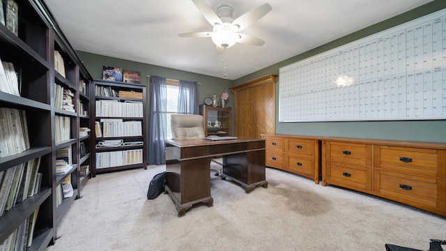 3894 E Whippoorwill Ln, Byron, IL 61010 - home office featuring light colored carpet and a ceiling fan
