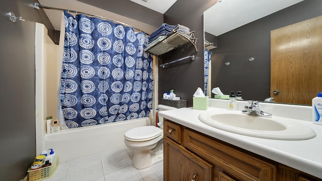 3894 E Whippoorwill Ln, Byron, IL 61010 - full bathroom with vanity, shower / bath combo, toilet, and tile patterned flooring