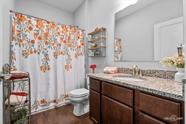1285 Highpoint Ct, Bartlett, IL 60103 - full bathroom featuring vanity, wood finished floors, and curtained shower