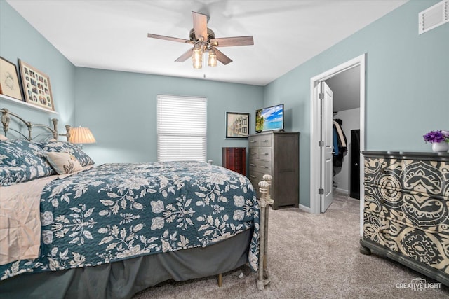 1285 Highpoint Ct, Bartlett, IL 60103 - bedroom with carpet flooring, a walk in closet, and a ceiling fan