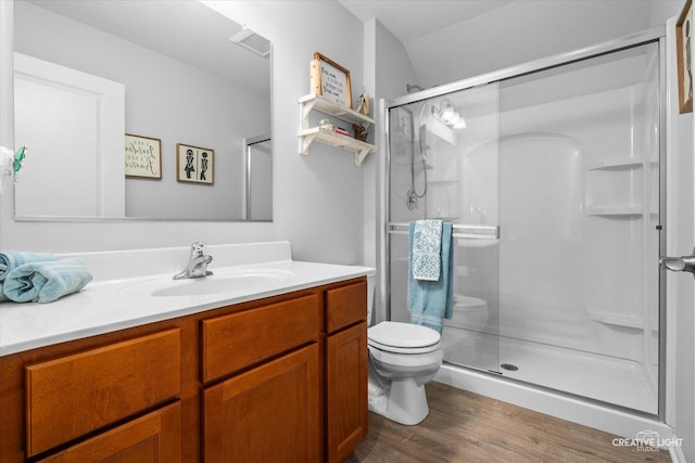 1285 Highpoint Ct, Bartlett, IL 60103 - full bath with vanity, wood finished floors, and a shower stall
