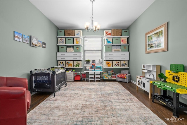 1285 Highpoint Ct, Bartlett, IL 60103 - recreation room featuring a chandelier and wood finished floors