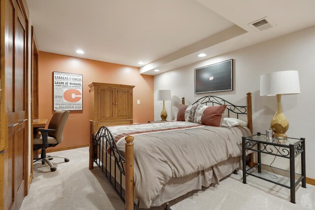 10415 Ridge Ln, Huntley, IL 60142 - bedroom with light colored carpet, recessed lighting, a desk, and baseboards