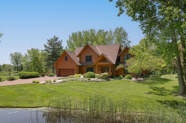 10415 Ridge Ln, Huntley, IL 60142 - log-style house with concrete driveway and a front lawn