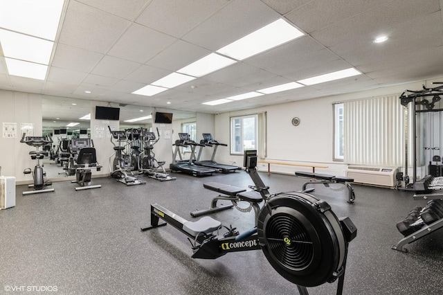 1 Renaissance Pl Unit 1018, Palatine, IL 60067 - gym with a drop ceiling and a wall mounted AC