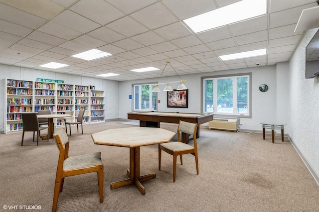 1 Renaissance Pl Unit 1018, Palatine, IL 60067 - recreation room featuring carpet flooring, a drop ceiling, and a wall mounted AC