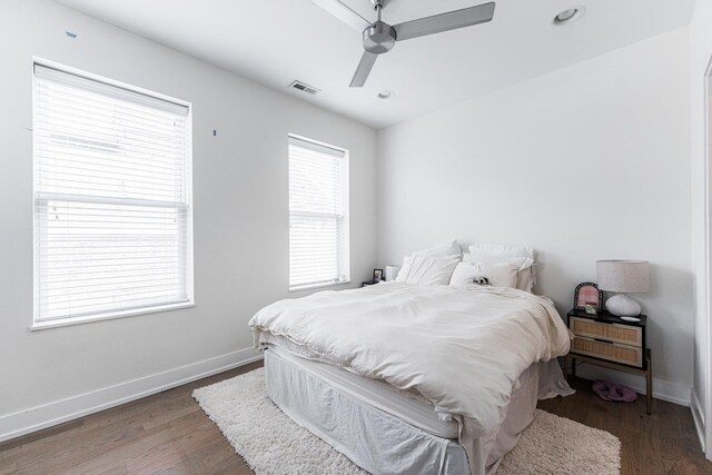 1407 N Bosworth Ave, Chicago, IL 60642 - bedroom with wood finished floors, baseboards, and ceiling fan