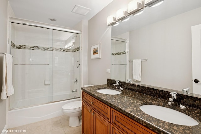 234 E Saint Charles Rd, Elmhurst, IL 60126 - full bathroom featuring enclosed tub / shower combo, tile patterned flooring, and double vanity