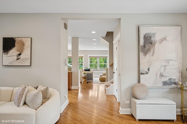 234 E Saint Charles Rd, Elmhurst, IL 60126 - living area with light wood-style floors, recessed lighting, and stairway