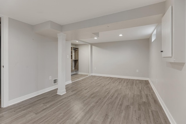 510 S Sycamore St, Genoa, IL 60135 - finished basement featuring light wood-type flooring, baseboards, and recessed lighting