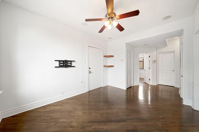 4054 W Palmer St Unit 2, Chicago, IL 60639 - spare room with dark wood-style flooring, a ceiling fan, and baseboards