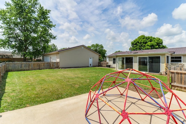 103 S Benson St, Lexington, IL 61753 - fenced backyard with a patio area