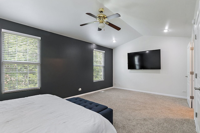 131 Bristol Ln Unit 2, Wood Dale, IL 60191 - carpeted bedroom featuring lofted ceiling, baseboards, and a ceiling fan