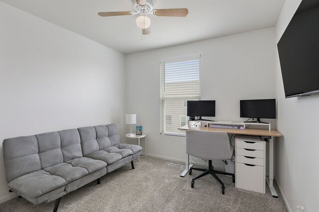 131 Bristol Ln Unit 2, Wood Dale, IL 60191 - carpeted home office with a ceiling fan and baseboards