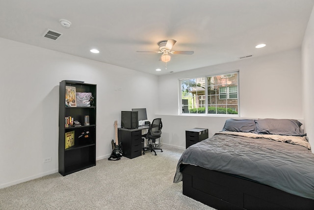 131 Bristol Ln Unit 2, Wood Dale, IL 60191 - bedroom with a desk, carpet flooring, ceiling fan, baseboards, and recessed lighting
