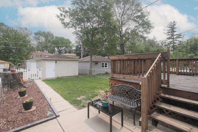 1711 White St, Des Plaines, IL 60018 - view of patio with a wooden deck and an outdoor structure