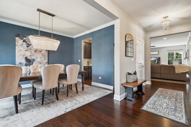 819 Heatherfield Cir, Naperville, IL 60565 - dining space with a chandelier, hardwood / wood-style flooring, baseboards, and an accent wall