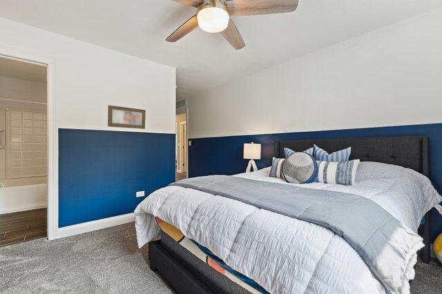 819 Heatherfield Cir, Naperville, IL 60565 - bedroom with carpet, baseboards, and ceiling fan