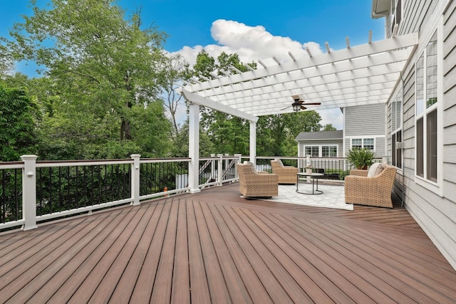 819 Heatherfield Cir, Naperville, IL 60565 - deck featuring a pergola and a ceiling fan