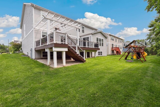 819 Heatherfield Cir, Naperville, IL 60565 - view of playground with a lawn and stairway