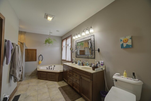 1897 N 2500 E Rd, Watseka, IL 60970 - bathroom featuring a garden tub, double vanity, tile patterned floors, and a shower