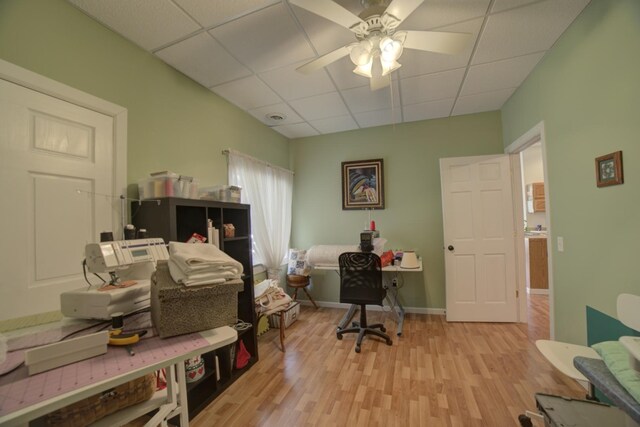1897 N 2500 E Rd, Watseka, IL 60970 - office featuring a drop ceiling, wood finished floors, and a ceiling fan