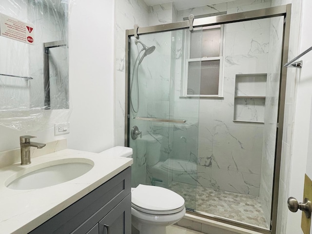 3106 S May St, Chicago, IL 60608 - full bath with toilet, vanity, and a marble finish shower