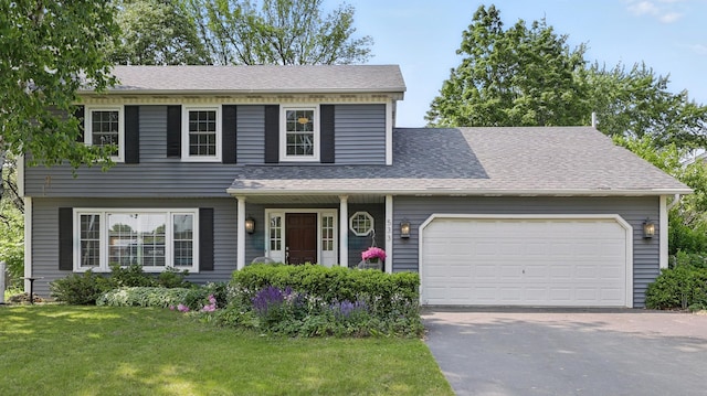 533 Warwick Dr, Naperville, IL 60565 - view of front of home with asphalt driveway, a front lawn, a garage, and roof with shingles