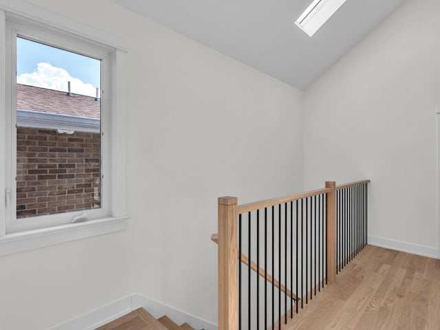 4845 N Mcvicker Ave, Chicago, IL 60630 - stairs featuring wood finished floors and vaulted ceiling