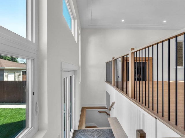 4845 N Mcvicker Ave, Chicago, IL 60630 - staircase featuring a towering ceiling and recessed lighting