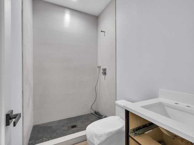 4845 N Mcvicker Ave, Chicago, IL 60630 - full bathroom with a tile shower and vanity