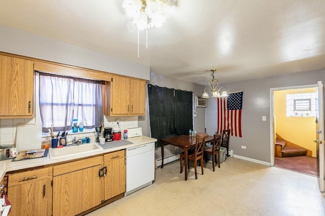 1619 N 35th Ave, Melrose Park, IL 60160 - kitchen with a chandelier, white dishwasher, light flooring, and light countertops