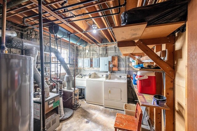 1619 N 35th Ave, Melrose Park, IL 60160 - below grade area featuring washing machine and dryer, water heater, and electric panel