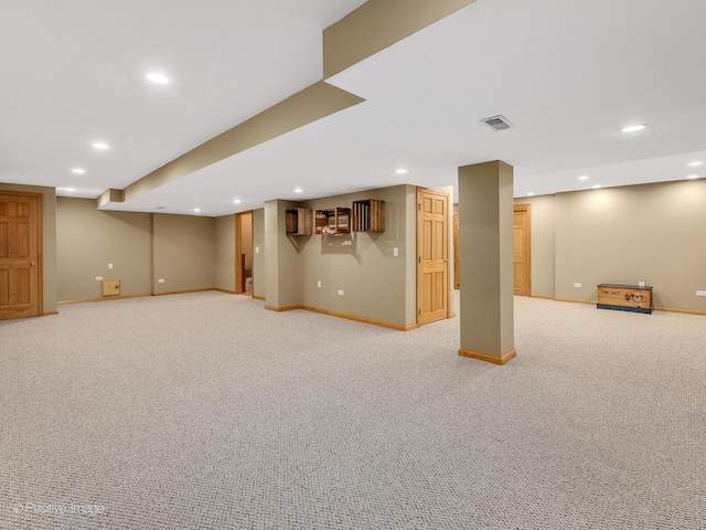 1665 Whispering Oaks Ct, West Chicago, IL 60185 - finished basement with light carpet and recessed lighting