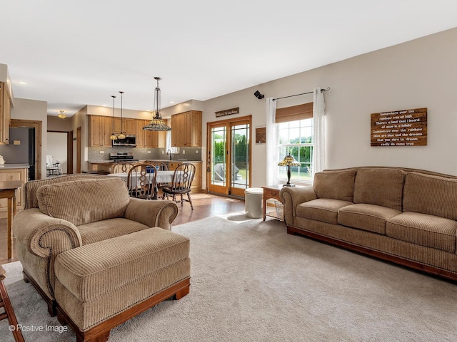 1665 Whispering Oaks Ct, West Chicago, IL 60185 - living room featuring light colored carpet and recessed lighting
