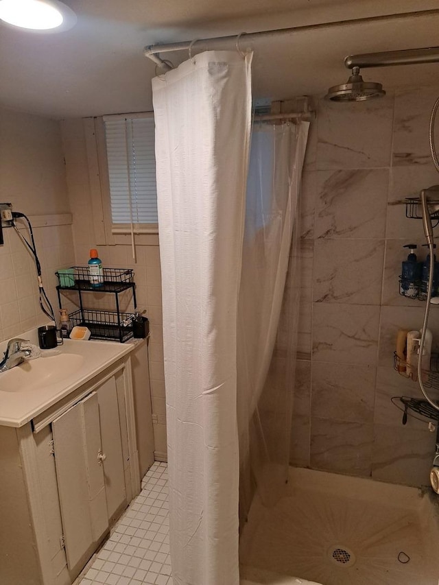 1403 Lacey Ave, Lisle, IL 60532 - bathroom featuring vanity, a shower stall, and tile patterned floors