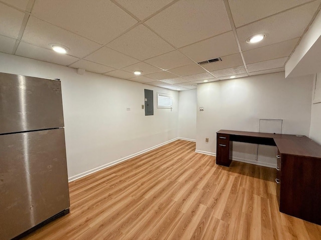 572 N Emroy Ave, Elmhurst, IL 60126 - unfurnished office featuring electric panel, light wood-type flooring, recessed lighting, and a paneled ceiling