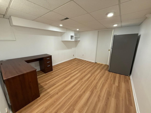 572 N Emroy Ave, Elmhurst, IL 60126 - finished below grade area featuring a drop ceiling, light wood-style floors, and recessed lighting