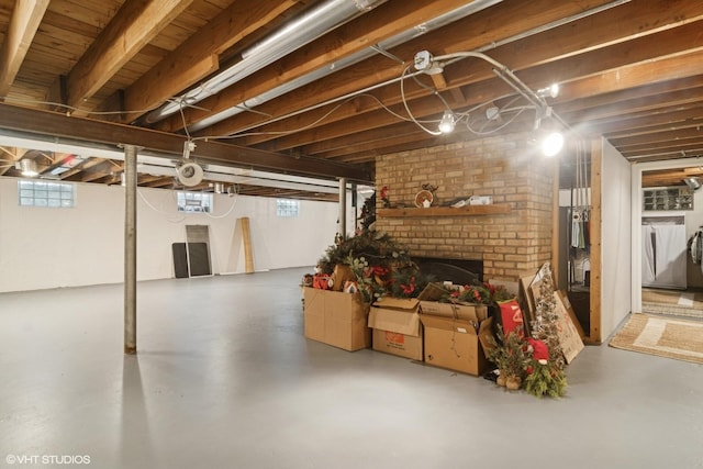 231 N Forest Ct, Addison, IL 60101 - basement with a brick fireplace