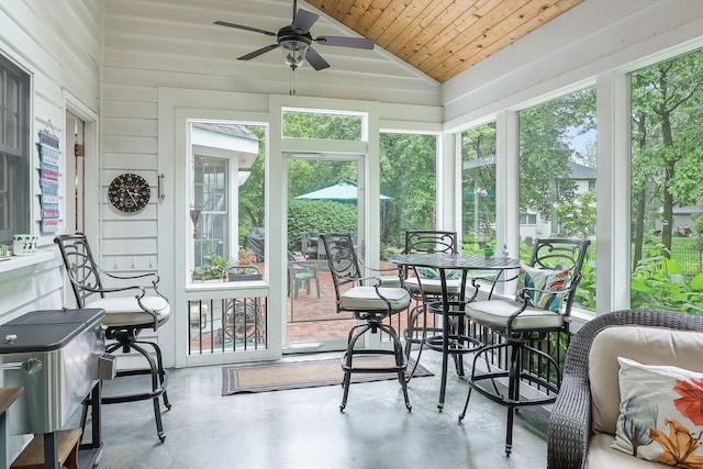 1925 Kentwood Ct, Darien, IL 60561 - sunroom / solarium featuring vaulted ceiling, a ceiling fan, and healthy amount of natural light