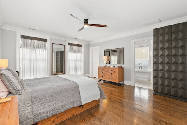 2429 W Belden Ave, Chicago, IL 60647 - bedroom with ornamental molding, wood finished floors, ceiling fan, and recessed lighting