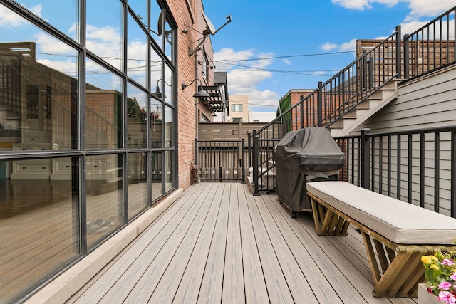2429 W Belden Ave, Chicago, IL 60647 - wooden terrace with stairway and grilling area