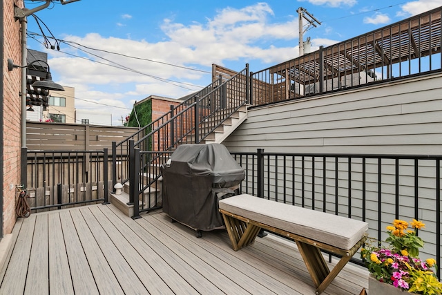 2429 W Belden Ave, Chicago, IL 60647 - wooden terrace with stairway and area for grilling