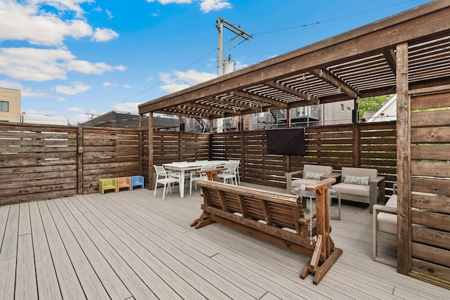 2429 W Belden Ave, Chicago, IL 60647 - wooden deck featuring outdoor dining space, a pergola, and outdoor lounge area