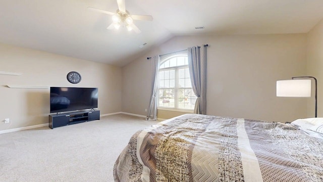 4005 Pebblebrook Ln, Champaign, IL 61822 - carpeted bedroom with vaulted ceiling and a ceiling fan