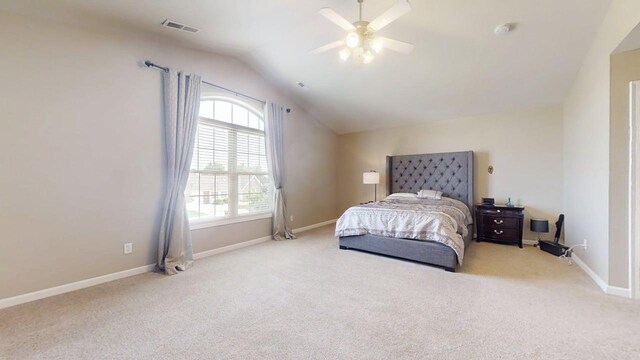 4005 Pebblebrook Ln, Champaign, IL 61822 - carpeted bedroom featuring lofted ceiling and a ceiling fan
