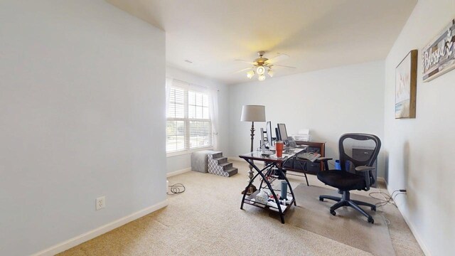 4005 Pebblebrook Ln, Champaign, IL 61822 - carpeted home office with baseboards and ceiling fan