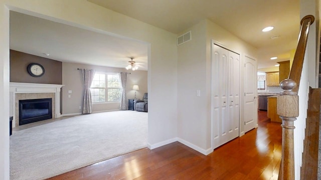 4005 Pebblebrook Ln, Champaign, IL 61822 - hallway featuring wood finished floors and recessed lighting